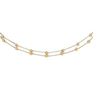 14k Yellow Gold Diamond-Cut Beaded Half Double Strand 17 Inch Necklace